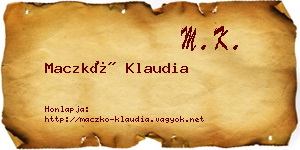 Maczkó Klaudia névjegykártya